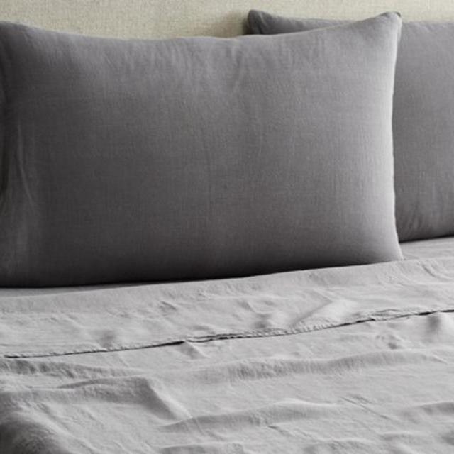 Vintage Linen Sheet Set, Coal