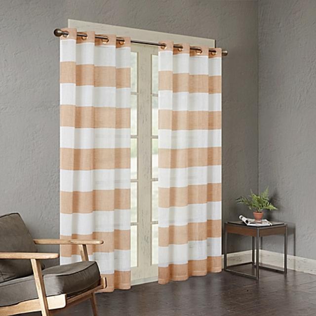 Urban Habitat Mason Yarn Dyed Woven Sheer 84-Inch Window Curtain Panel in Orange