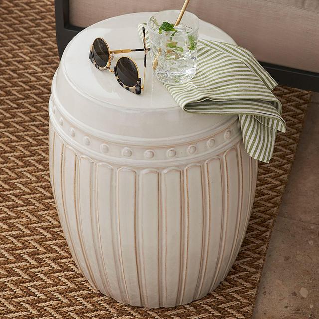 Reeded 14.5" Ceramic Side Table