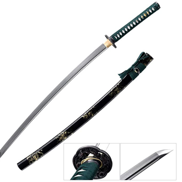 Handmade Samurai Sword, 40 Inch Damascus Steel Ultra Sharp Fully Hand Forged Katana Sword for Real Battle, Full Tang, Clay Tempered