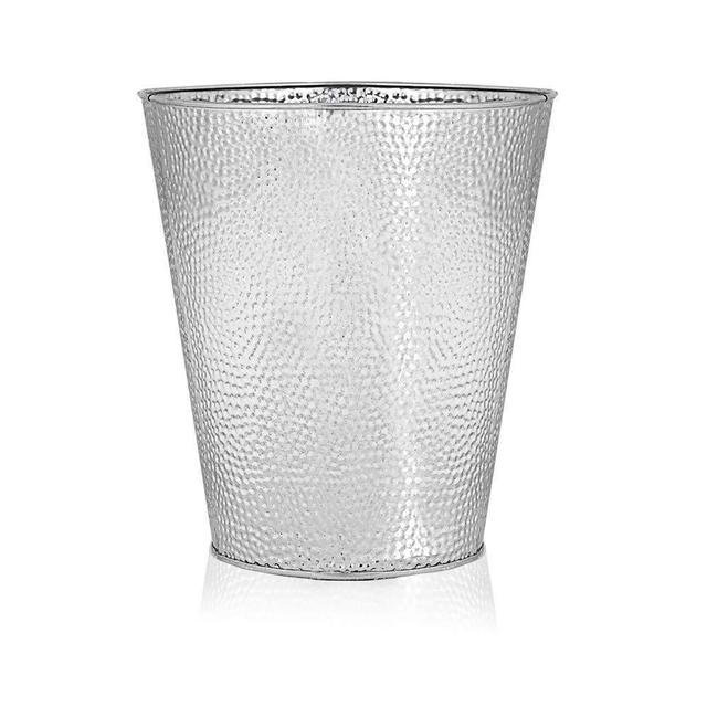 Blue Donuts Wastebasket for Bedroom, Bathroom, Trash Can 6 Liters, Silver, Stainless Steel