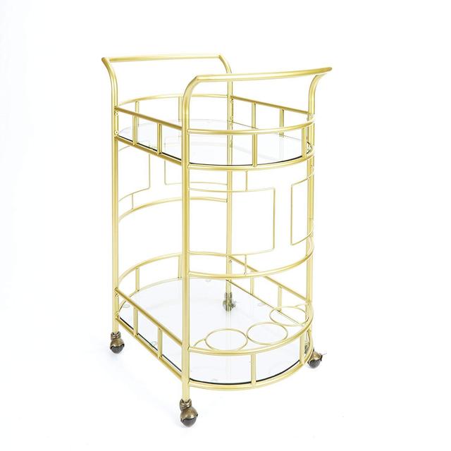 Silverwood FS1133B-COM Sinclair 2-Tier Serving Cart 2, 17" L x 26.5" W x 34.5" H, Gold