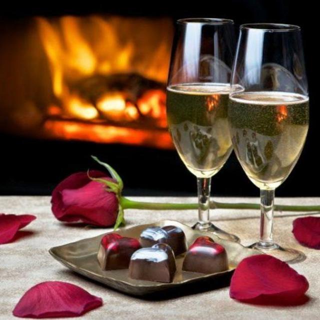 Late night champagne and chocolates