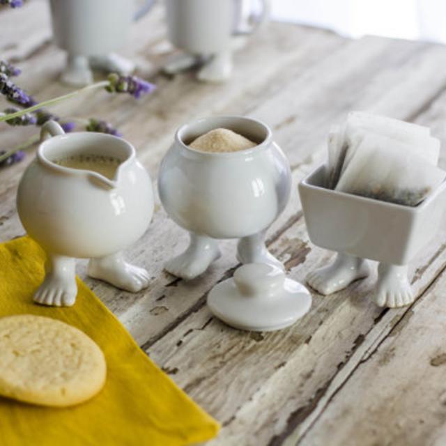 Coffee Set! Ceramic Creamer and Sugar Bowl with Lid 3 Piece Set *Explorers Collection* Bring a Smile Home!