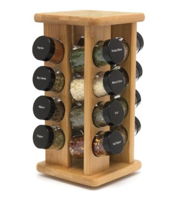 Lipper International Bamboo 16 Filled Bottle Spice Rack