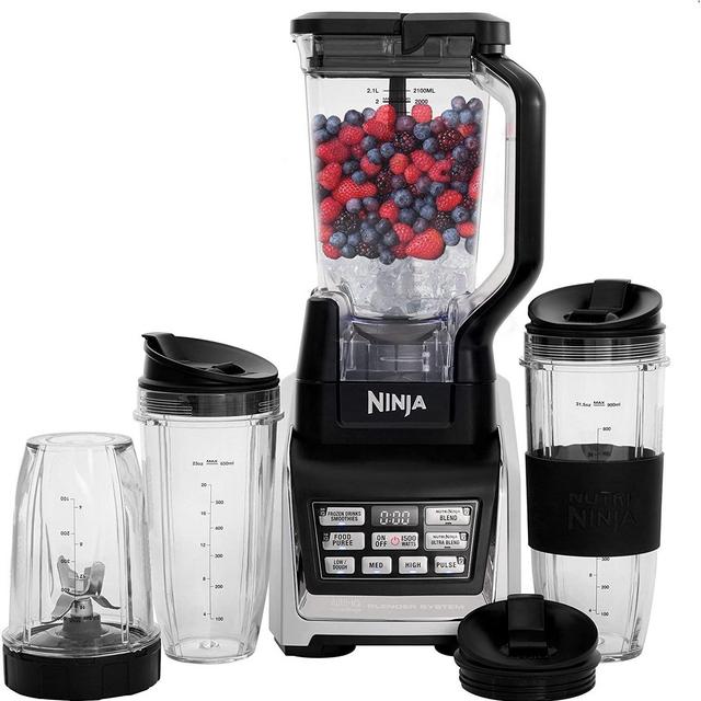 Nutri Ninja Personal and Countertop Blender with 1200-Watt Auto-iQ Base, 72-Ounce Pitcher, and 18, 24, and 32-Ounce Cups with Spout Lids (BL642)