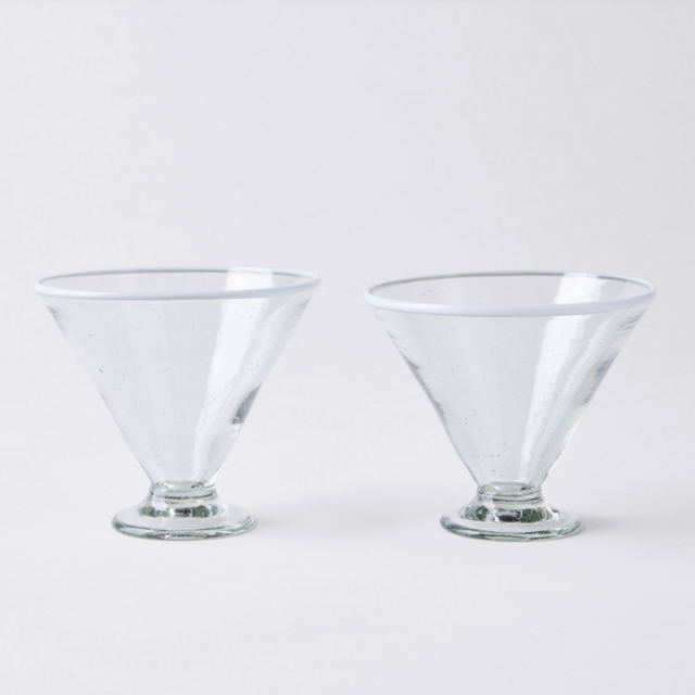 Hand-Blown Recycled Margarita Glasses (Set of 2)