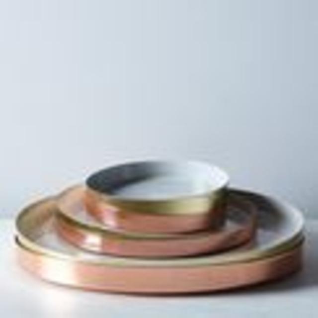 Hawkins New York x Food52 Copper, Brass, and Grey Enamel Louise Trays