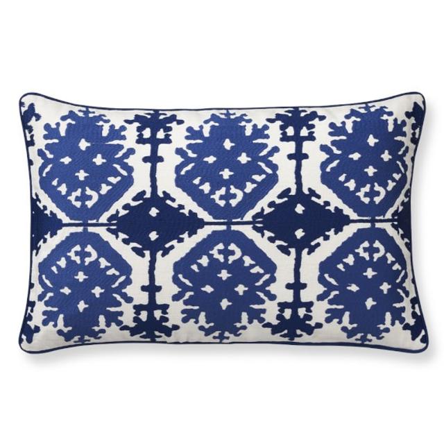 Casablanca Embroidered Pillow Cover, Blue