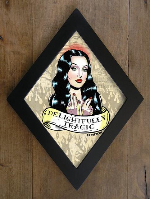Morticia Addams  (Carolyn Jones) diamond framed print.