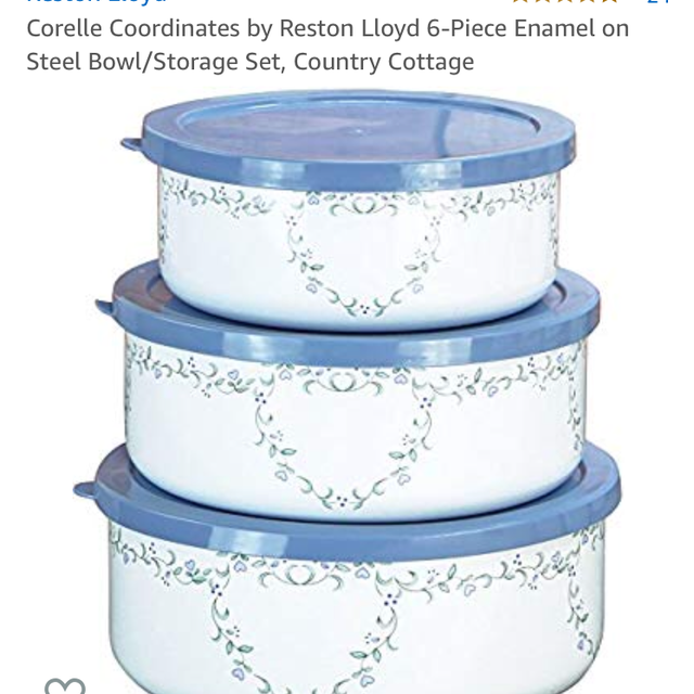 Corelle Coordinates 6-Piece Enamel on Steel Bowl/Storage Set, Country Cottage