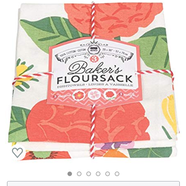 Now Designs Bakers Floursack Kitchen Dish Towels, Set of 3, in FLOWERS OF THE MONTH