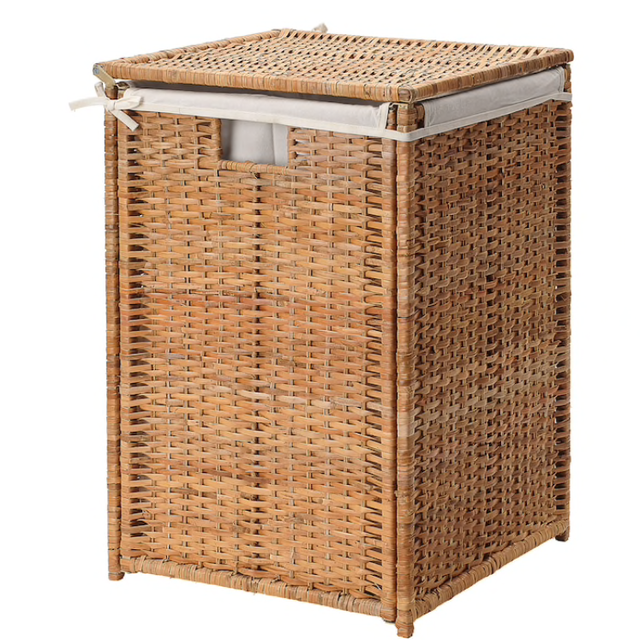 BRANÄS  Laundry basket with lining, rattan, 21 gallon