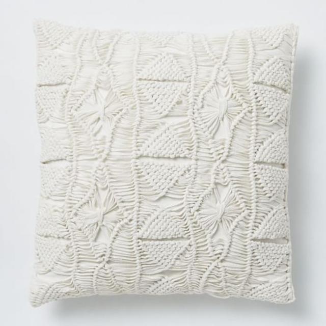Macrame Diamond Pillow Cover - Stone White