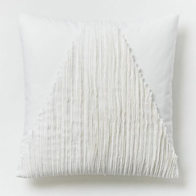 Frayed Angle Pillow Cover - White