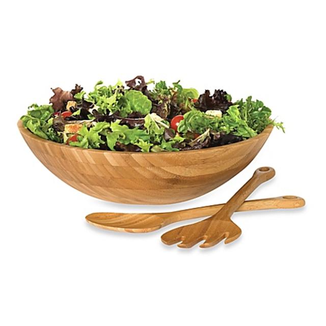 Lipper International Bamboo Salad Bowl with Servers