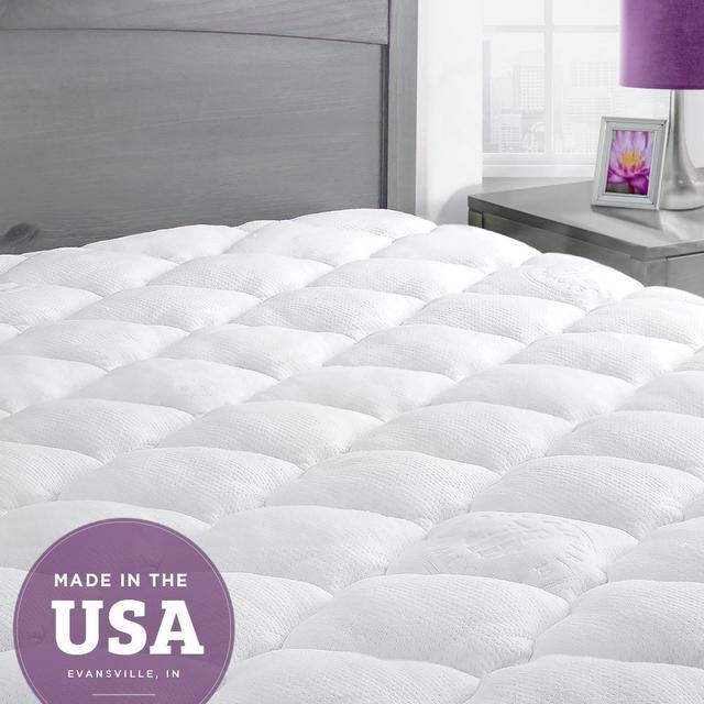ExceptionalSheets Bamboo Queen Mattress Pad with Fitted Skirt and Extra Plush Cooling Topper