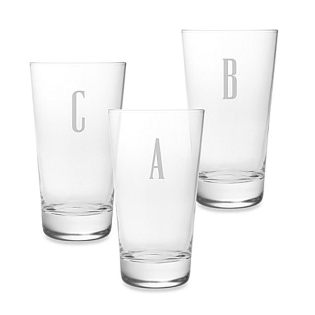 Susquehanna Glass Monogrammed Block Letter Highball (Set of 4)