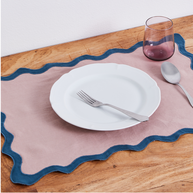 Scalloped Placemats in Lavender & Petrol (Set of Four)