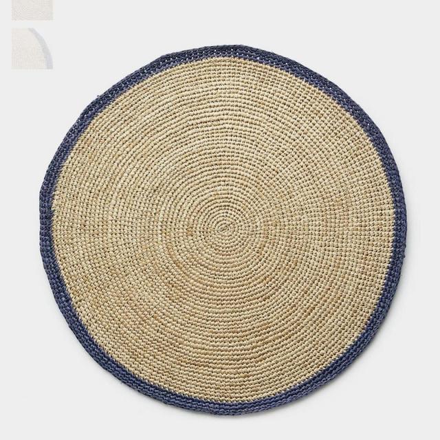 woven round placemat blue & natural 38cm
