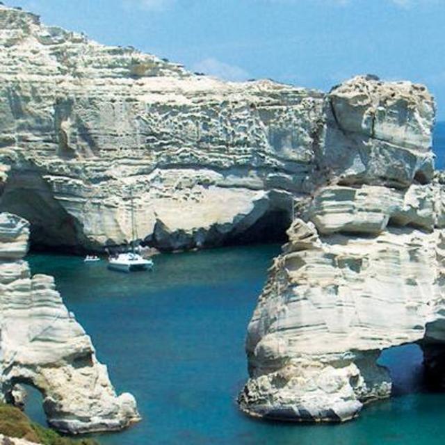 Catamaran Sail around Milos