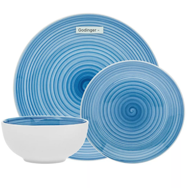 Godinger Spiral Blue 12-PC Porcelain Dinnerware Set