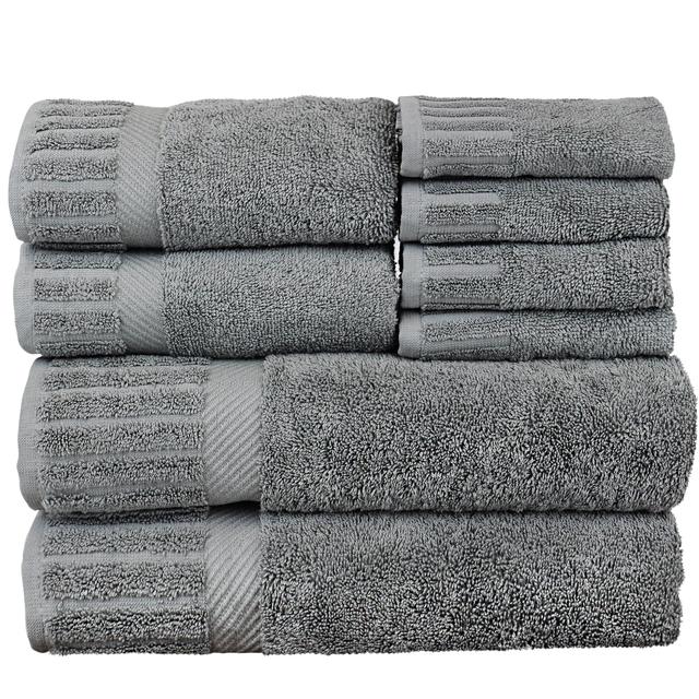 Luxury Hotel & Spa Towel Turkish Cotton Eight Piece Towel Set - Gray - Piano - Set of 8