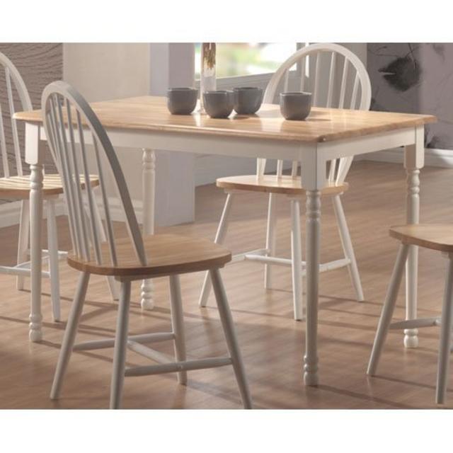 Coaster Country Butcher Block Oak and White Finish Wood Dining Table