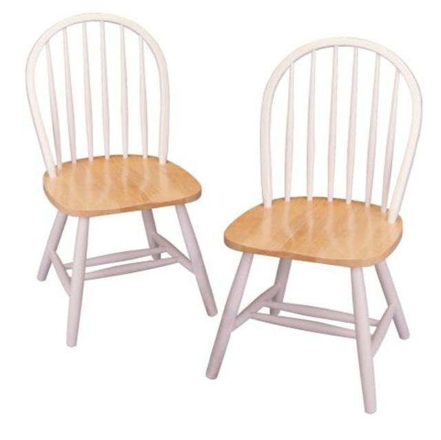 Winsome Wood Windsor Chair in Natural and White Finish, Set of 2
