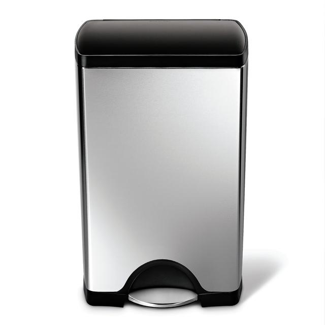 simplehuman Rectangular Step Trash Can, Stainless Steel, Plastic Lid, 38 L / 10 Gal