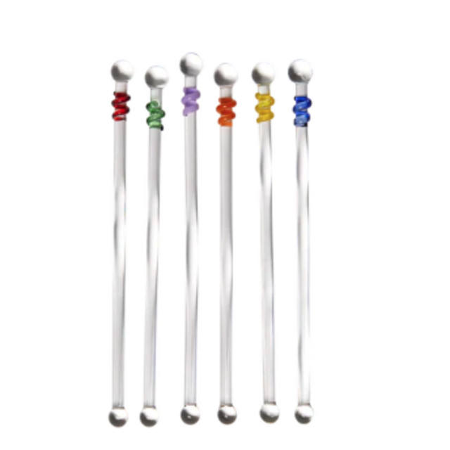 GLASS COCKTAIL STIRRERS, SET OF 6