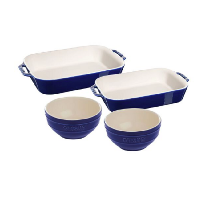 Staub Ceramic4-pc, Baking and Bowl Set, dark blue