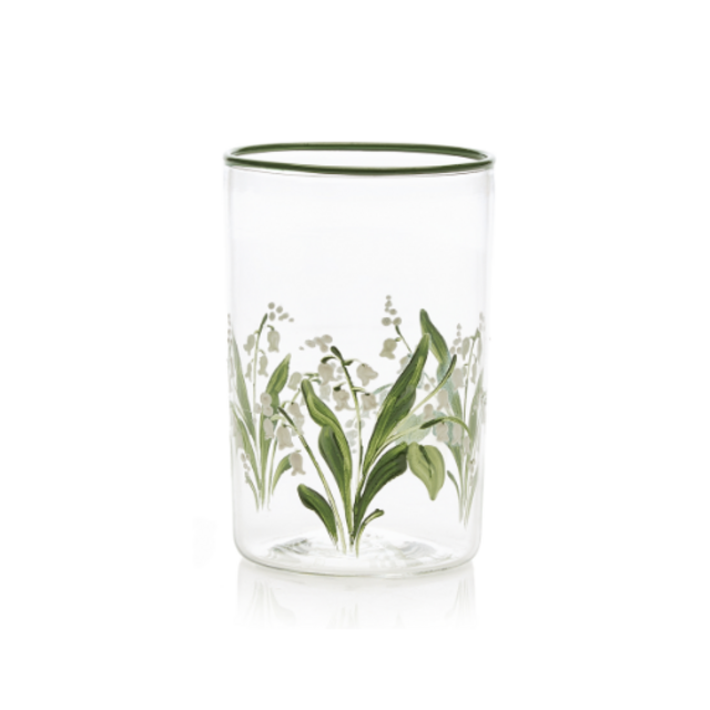 Hand-Painted Lily of The Valley Glass Tumbler