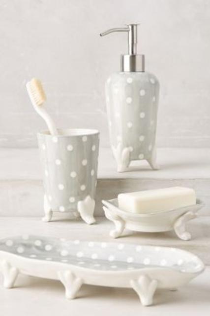 Handpainted Dots Bath Container - Soap Pump
