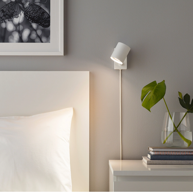 NYMÅNE Wall/reading lamp with LED bulb, white