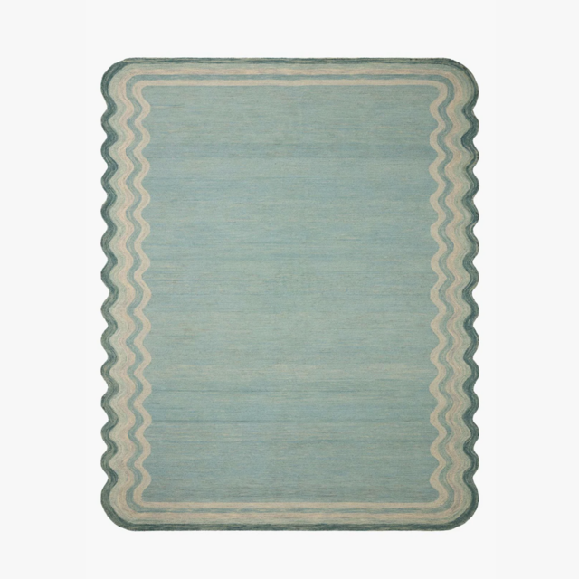 Buena Onda Handmade Hand Hooked Wool Aqua/Ocean Rug
