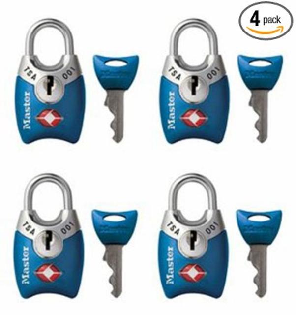 Master Lock 4689Q TSA Accepted Padlocks with Keys 4-Pack (Colors May Vary)