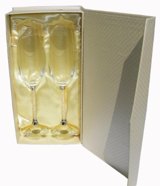 Amlong Crystal Wedding Champagne Flutes, Set of 2 Glasses