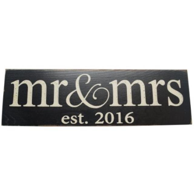Mr & Mrs Est. 2016 Vintage Wood Sign for Wedding Decoration, Prop, Gift or Wall Decor -- PERFECT WEDDING GIFT!