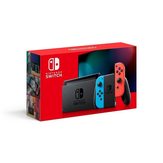 Nintendo Switch with Neon Red/Neon Blue Joy-Con Controllers and Mario Kart 8 Deluxe Bundle