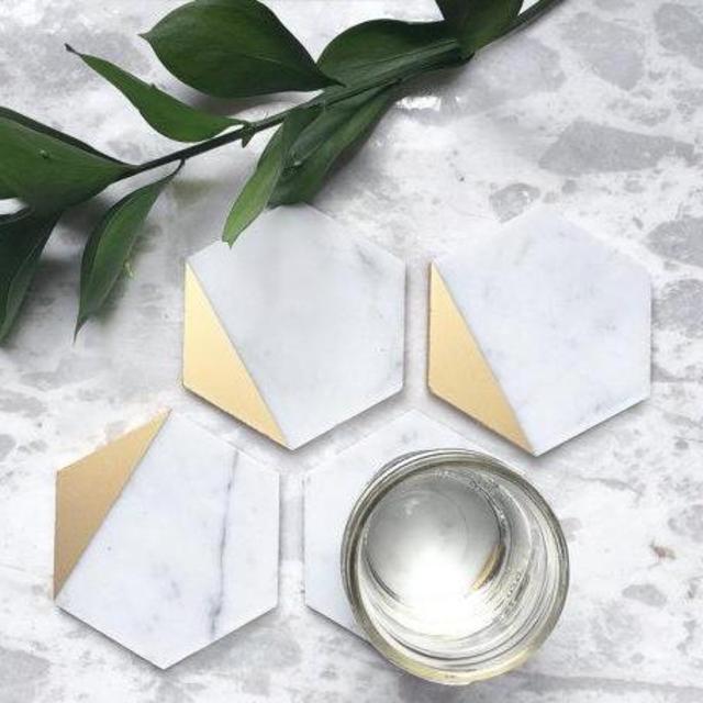 Gold Dipped Marble Coasters