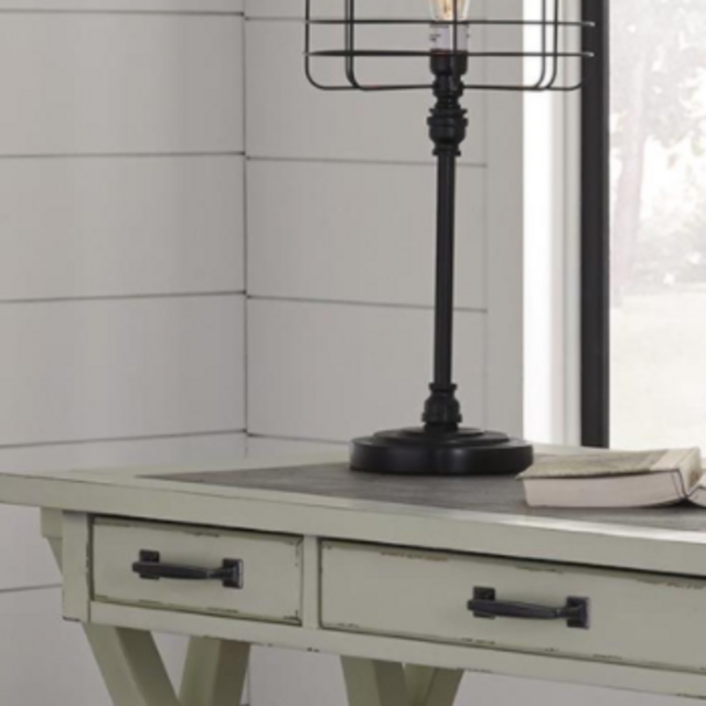 Signature Design by Ashley Jonileene Home Office Large Leg Desk in White and Gray