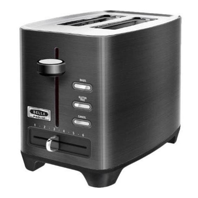 Bella - Pro Series 2-Slice Wide/Self-Centering-Slot Toaster - Stainless Steel