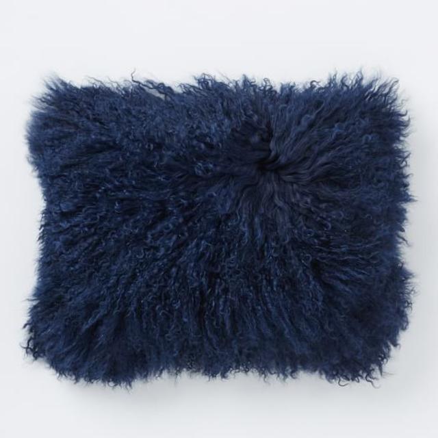 Mongolian Lamb Pillow Cover - Velvet Ink (12" x 16")