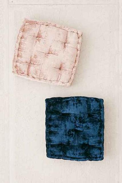 Mauve velvet floor pillow