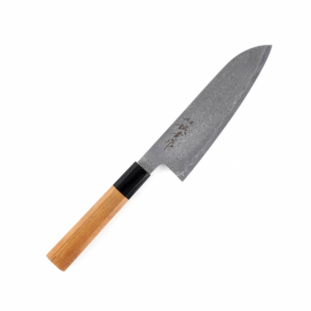 Tanaka R2 Etched Black Damascus Santoku 165mm