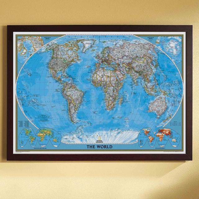 World Political Map (Classic), Poster Size and Framed black frame