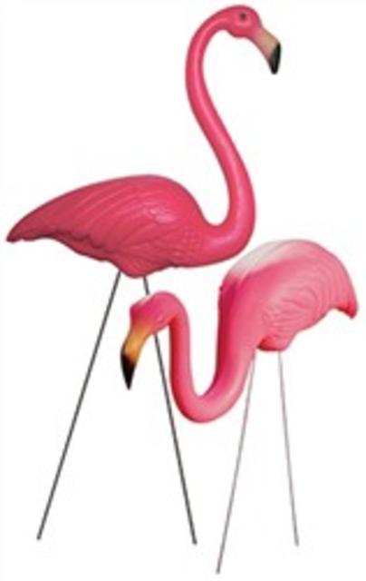 Traditional Pink Plastic Lawn Flamingo, 2 pack