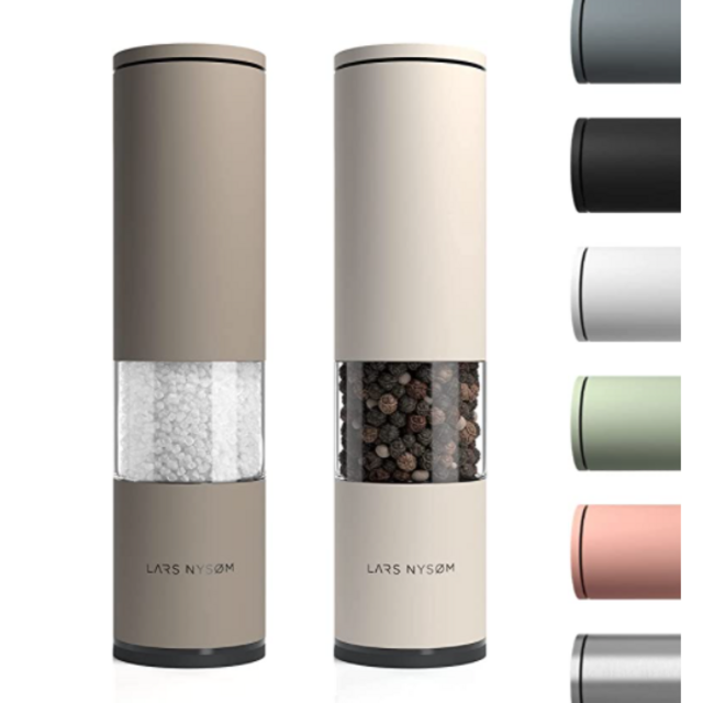 LARS NYSØM Salt and Pepper Mill Set of 2 Manual with Adjustable Ceramic Grinder from Coarse to Fine I Designer Spice Mill Set