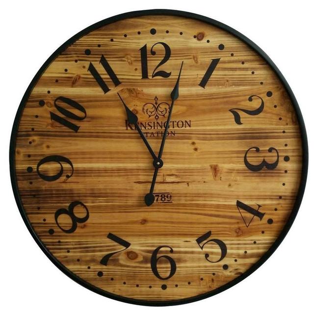 Wood 26" Wall Clock Pine Finish/Black - Threshold™